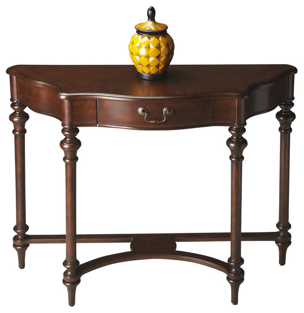 Serpentine Cherry Console Table With Ballerina Feet
