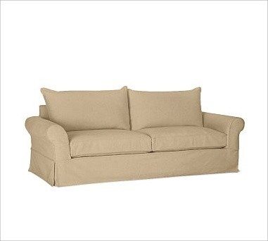 PB Comfort Roll-Arm Slipcovered Sofa, Down-Blend Wrap Cushions, Textured Basketw