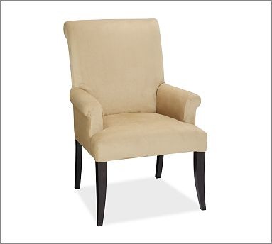 PB Comfort Upholstered Dining Armchair, Colby Stripe Khaki