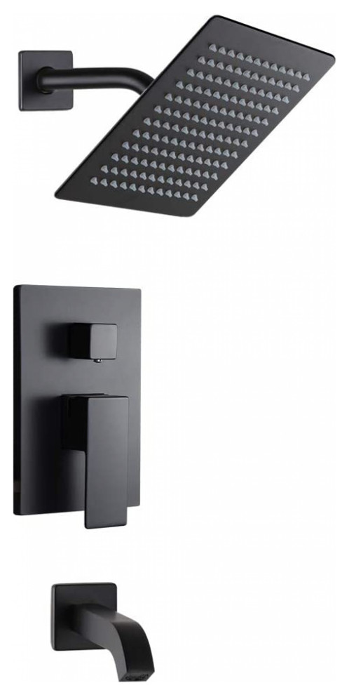 Wall Mount Stainless Steel Shower Kit In Black Color