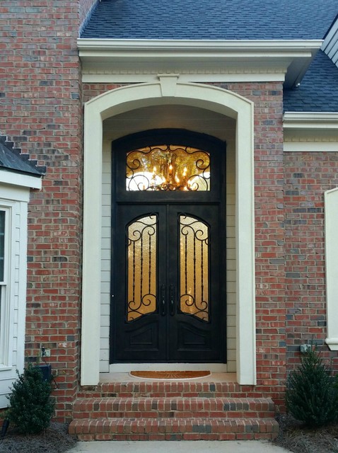 Wrought Iron Double Entry With Transom nyklassisk-entre