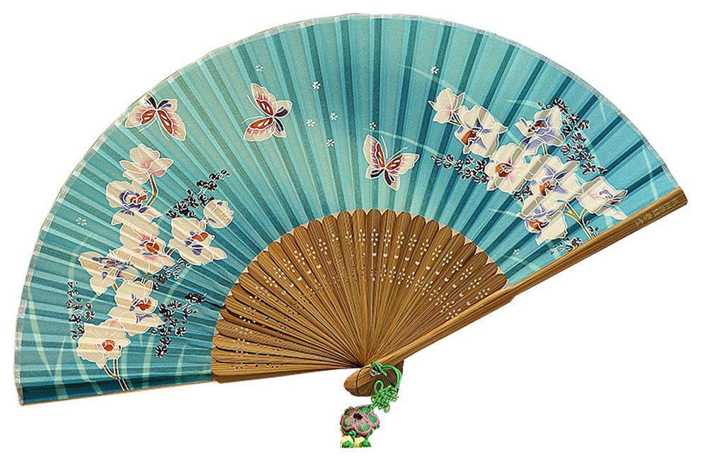 Cherry Blossom Flower Design Japanese Bamboo Folding Fan Hand-held Fan