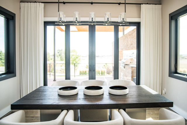 Roller Shades, Cornices and Drapery modern-dining-room