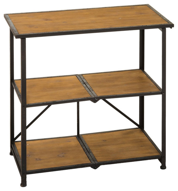 3 Shelf Folding Bookcase 14 Wide White Black Metal Wood Foldable Bookcase