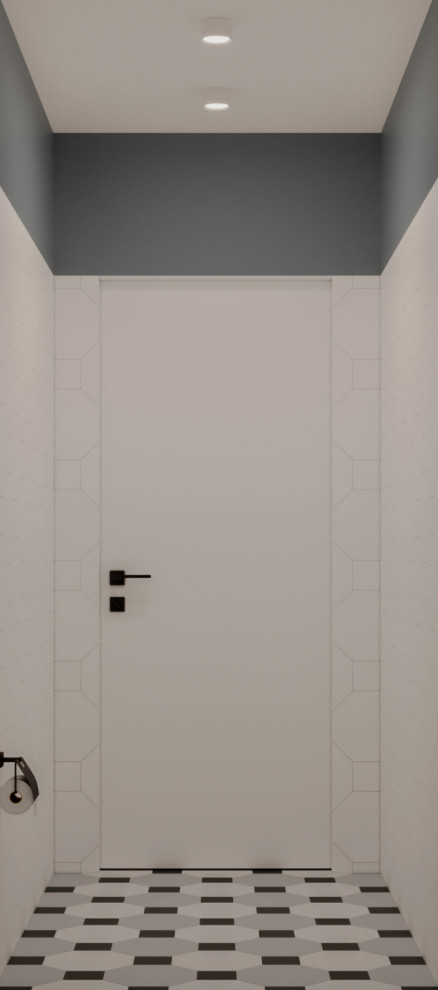 Современный интерьер с яркими акцентами и геометрическими формами