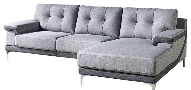 Modern Gray Fabric Tufted Hazel Sectional Contemporary Modern Gray Fabric Tufted Hazel Sectional Right Chaise