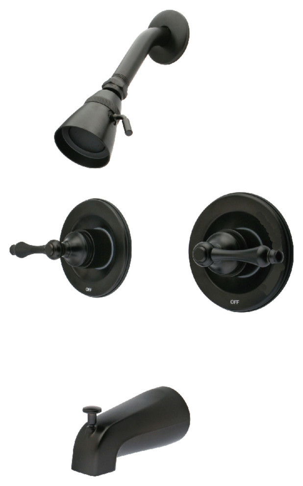 KB665AL Twin Handles Tub Shower Faucet,Volume Control, Oil Rubbed