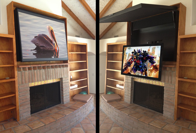 Hiding a Flat Panel TV Above a Fireplace - Contemporary - Orange County -  by TVCoverUps | Houzz UK