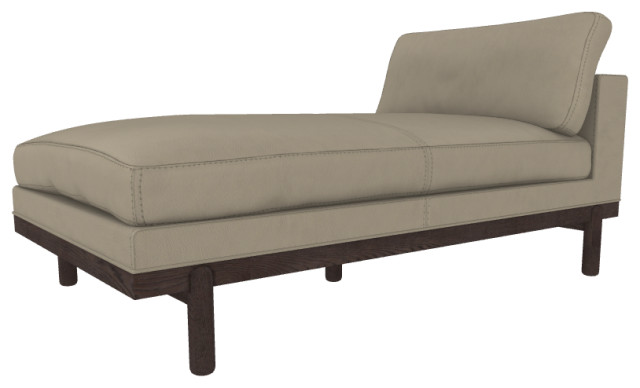 Cantor Leather Chaise, Finish: Ebony, Leather: Cream