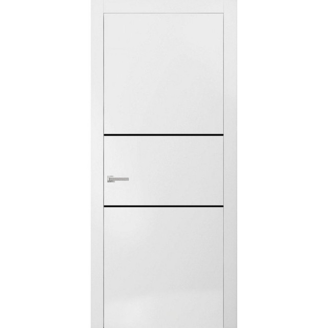 Solid French Door Planum 0014 White Silk with Bathroom, 24" x 80