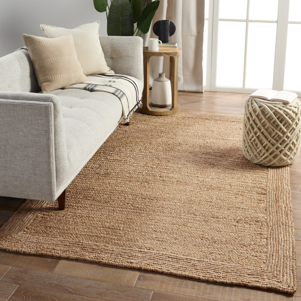 Jaipur Living Aboo Natural Solid Beige Area Rug, 5'x8' Beach Style