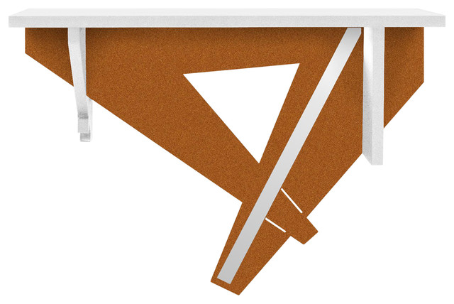 Geometric Wall-Mounted Console Table, White and Copper