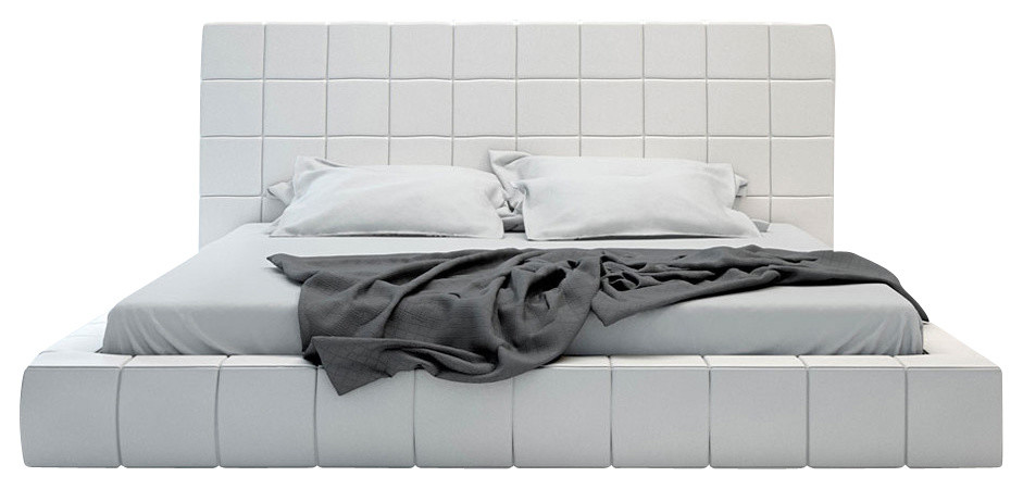 Thompson Bed, White Leather, King