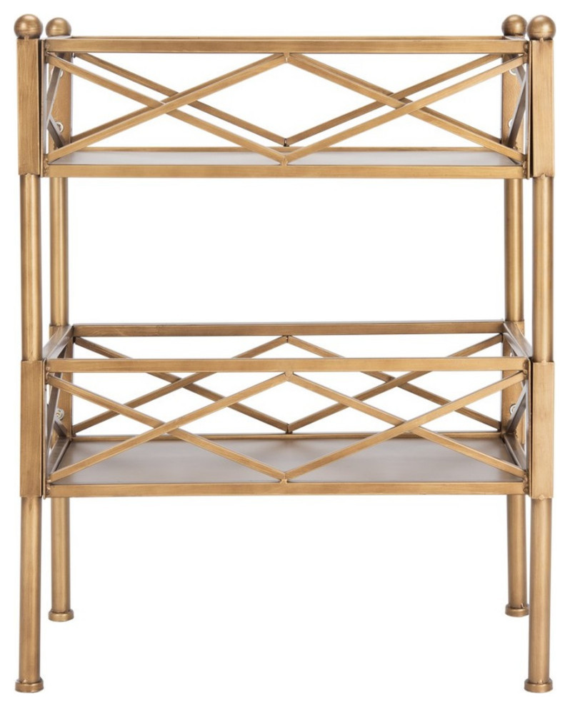 Mesha Storage Shelves, Gold Contemporary Side Tables And End Tables