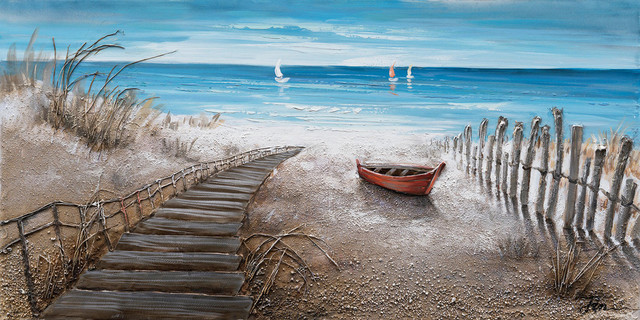 "Stairway to Happiness" Hand Painted Canvas Art, 55"x27.5"