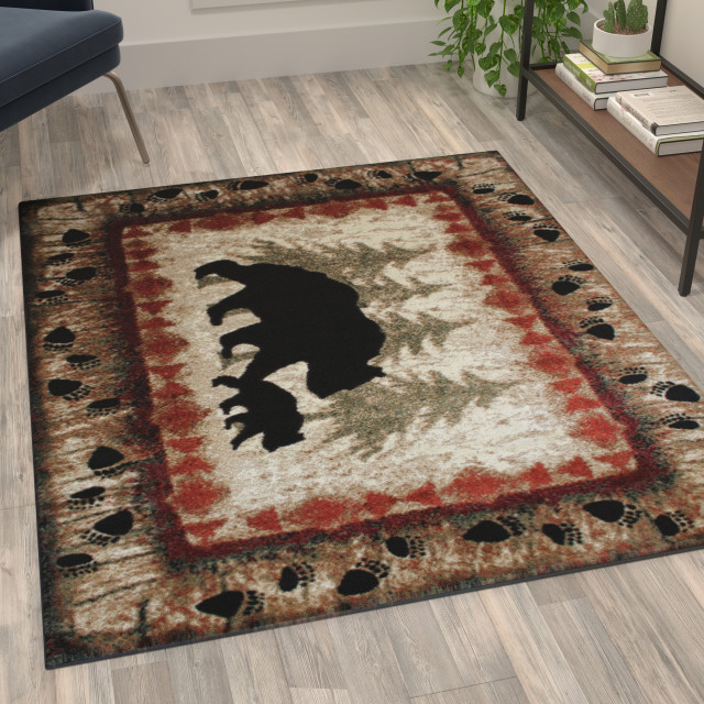 Athens Collection Rectangle 4' x 5' Rustic Lodge Area Rug - Rustic ...