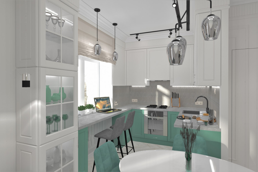 Визуализация части квартиры. Кухня гостиная 18 м2.