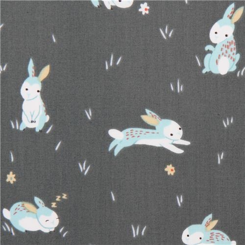 grey rabbit animal Clothworks organic fabric Critter Patch