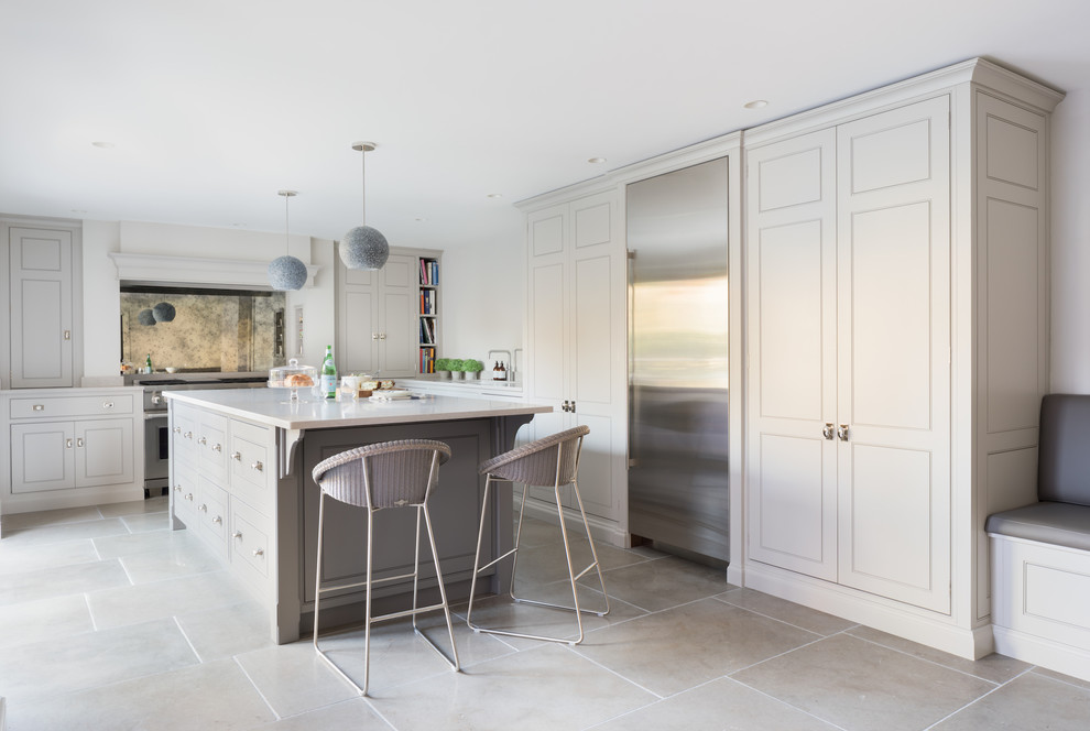 Design ideas for a mid-sized transitional l-shaped kitchen in Essex.