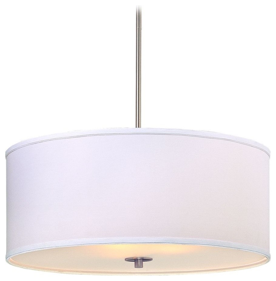 Large Modern Drum Pendant Light with White Shade