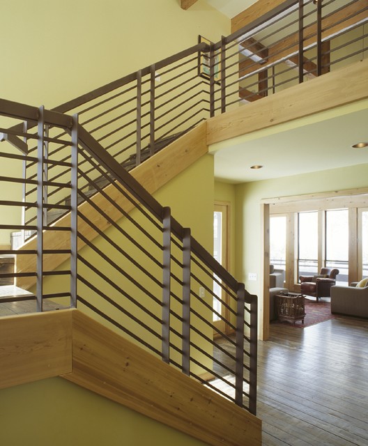 Ski House rustic-staircase