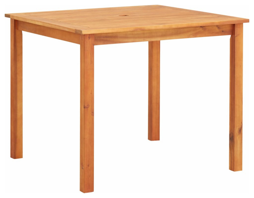 vidaXL Solid Acacia Wood Patio Table with Umbrella Hole 84.6" Garden