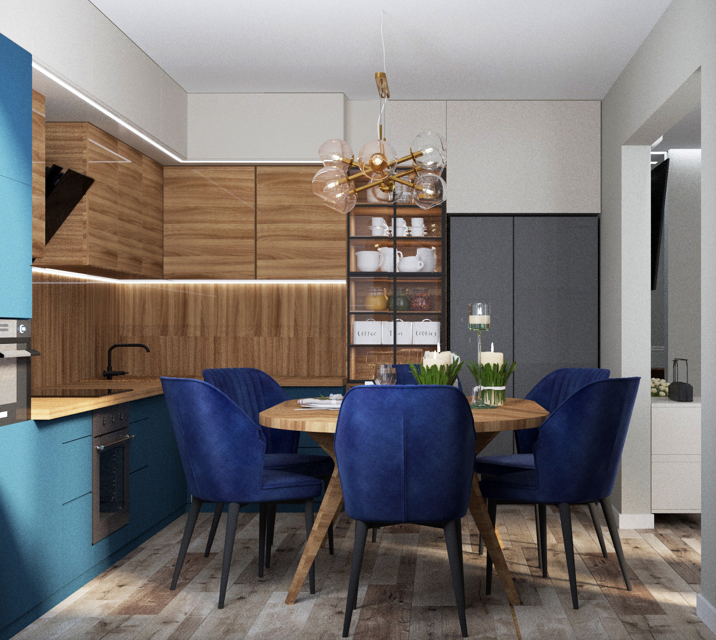 Дизайн с акцентным синим