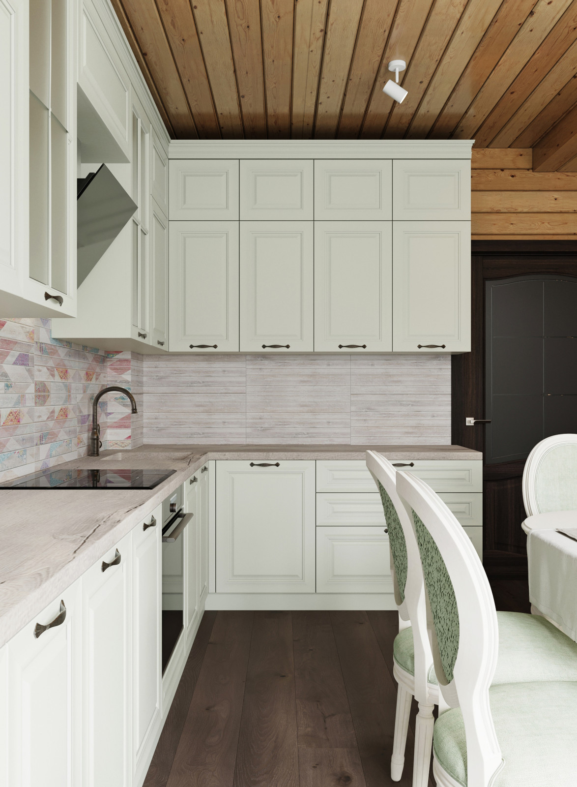 Кухня Гостиная в классическом стиле