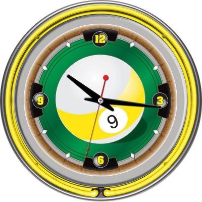 Trademark Global 14 in. Rack'em 9 Ball Neon Wall Clock RAC9-1400