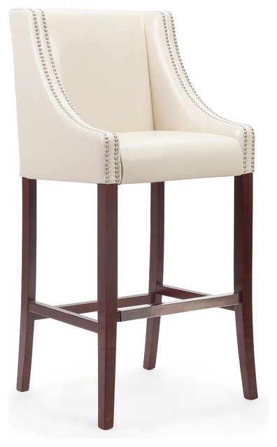 Hamilton Faux Leather Upholstered Bar Stool Cream Transitional Hamilton Faux Leather Upholstered Bar Stool Cream