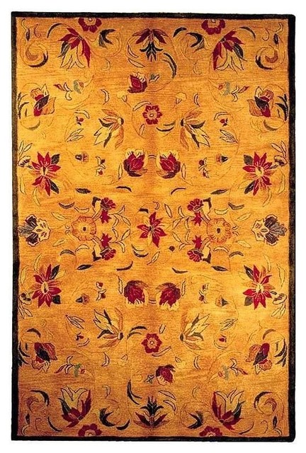 Wool Rug, Beige, Green and Red With Flowers, 2'3"x8" Runner