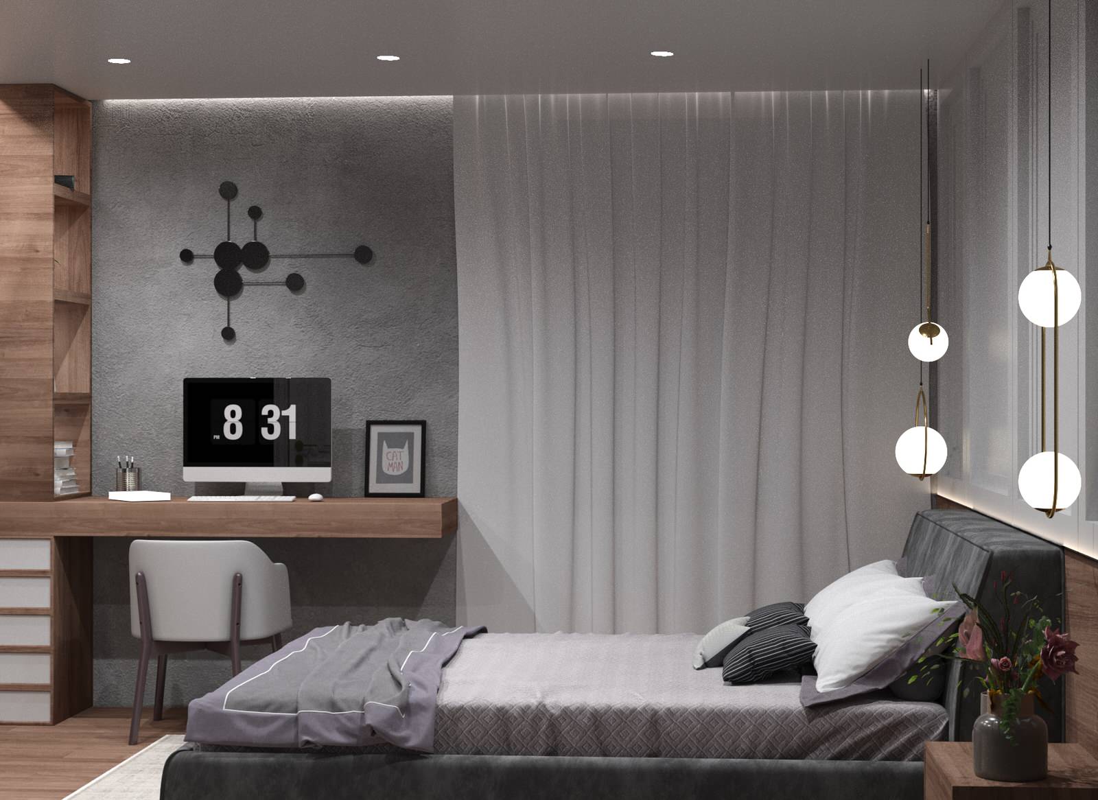 3D визуализация интерьера в современном стиле.