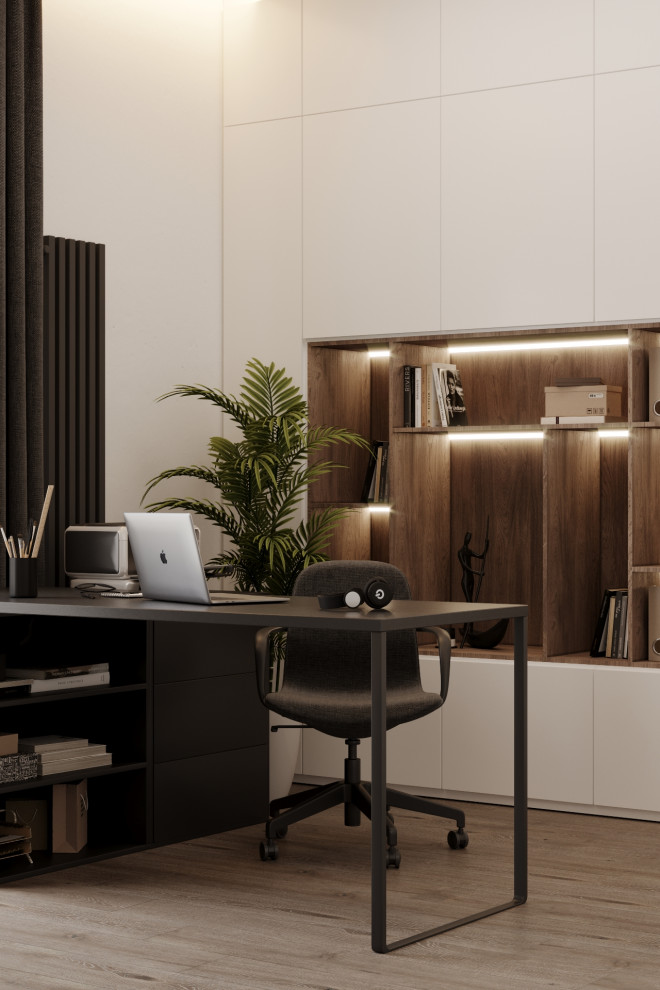 Визуализация кабинета и санузла в коттедже в д. Конохово