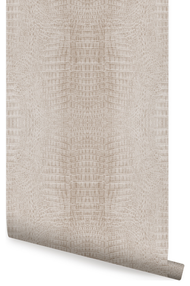 Crocodile Peel and Stick Vinyl Wallpaper, 24"w X 60"h Contemporary