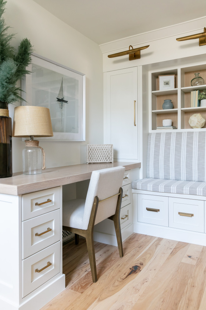 Example of a beach style home office design in Orange County