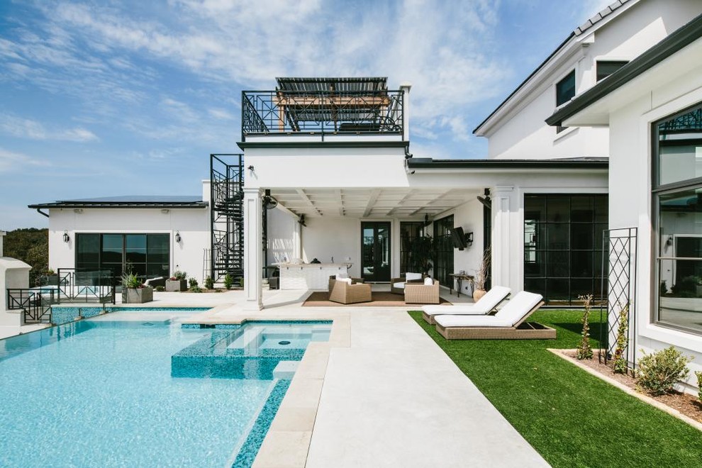 This is an example of a transitional custom-shaped pool in Austin.