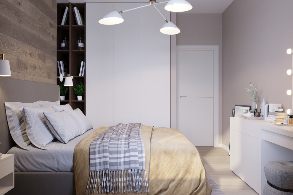 Спальня в деревянной отделке