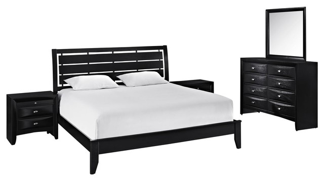 "Modway Furniture Olivia 5 Piece King Bedroom Set, Black, Black"