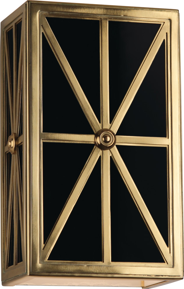 Robert Abbey Directoire Wall Sconce, Brass/Black Glass