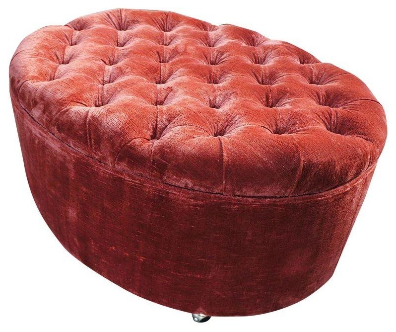 Pre-owned Hollywood Regency Tufted Ottoman