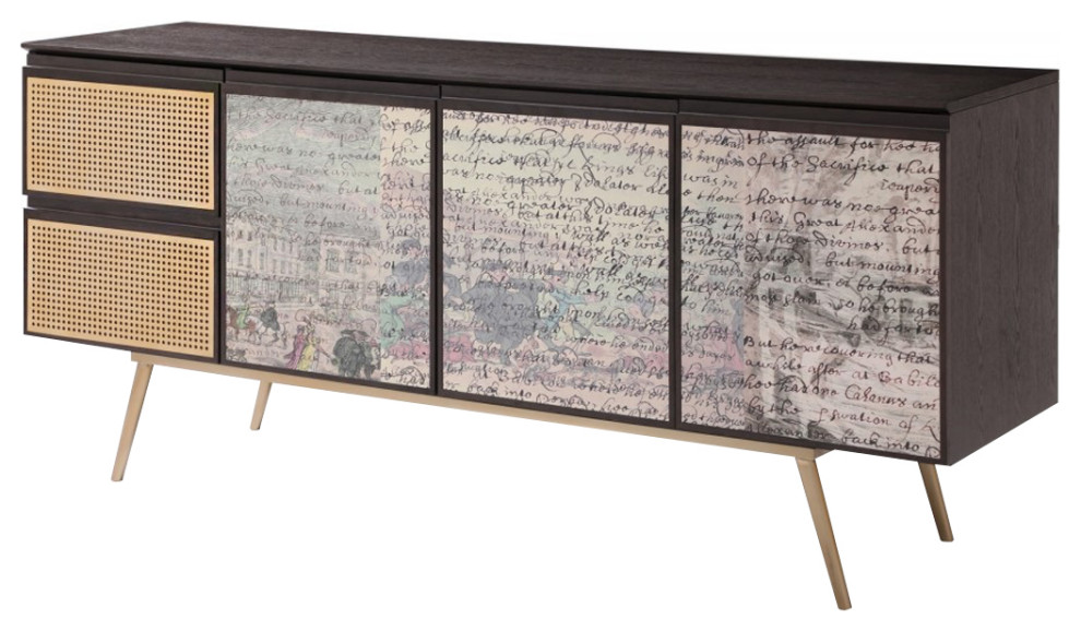 Decoupage Buffet, French Boutique Sideboard, Eclectic Credenza 71