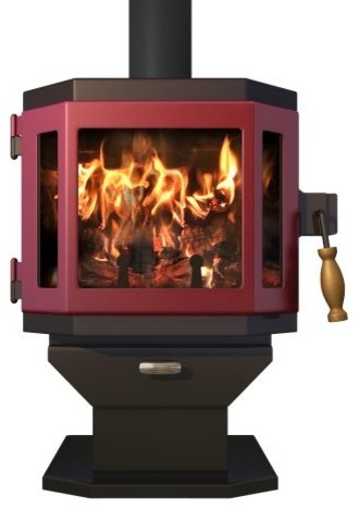 Catalyst Mahogany Wood Stove with Mojave Red Door