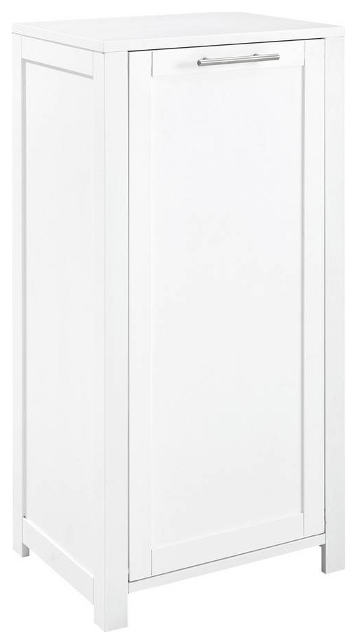 Crosley Savannah Wooden Linen Laundry Hamper in White Transitional