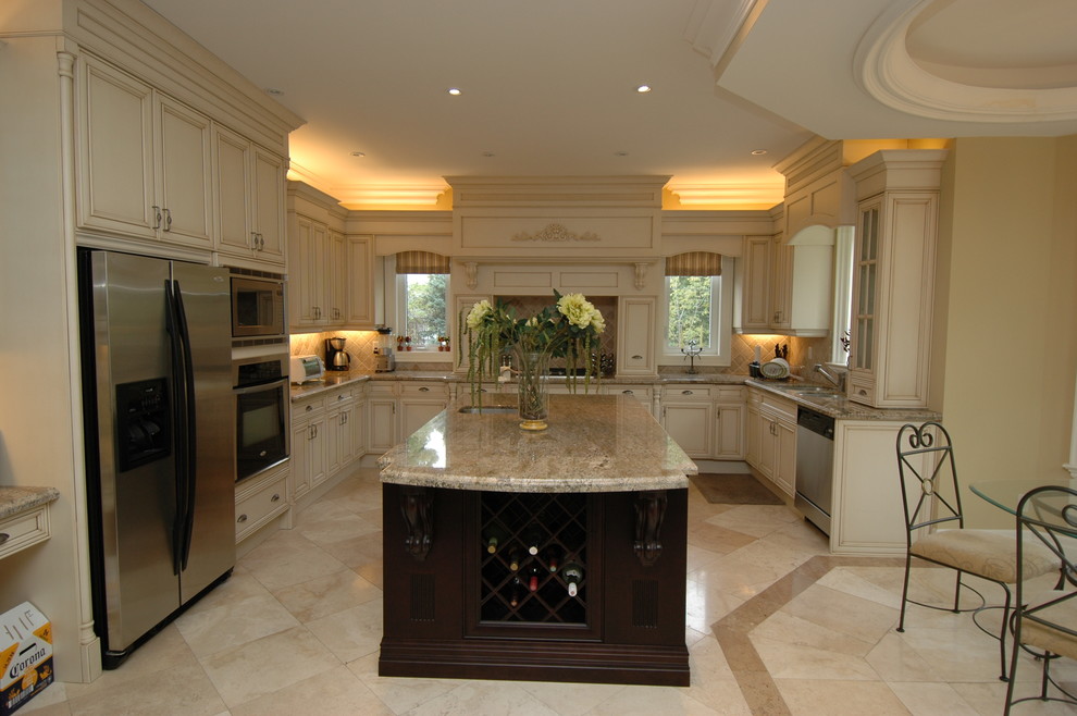Example of a transitional kitchen design in Toronto