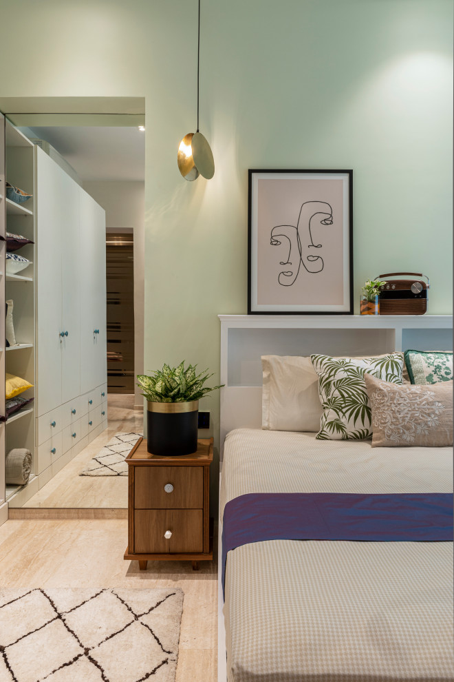 This is an example of a Mediterranean bedroom in Mumbai.