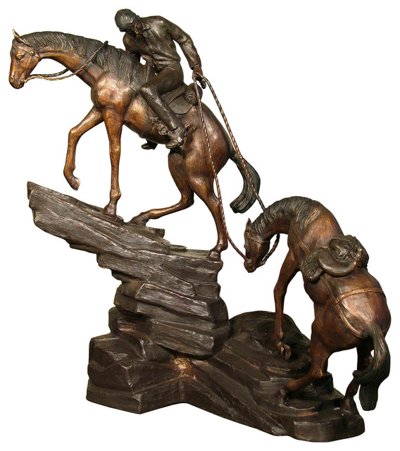 Remington Design, "Mountain Trail" Bronze Sculpture With Marble Base