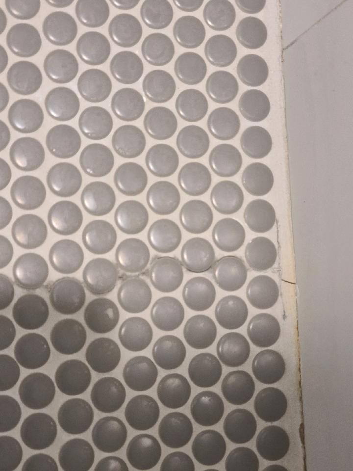 Penny tile shower floor grout is cracking. Normal?