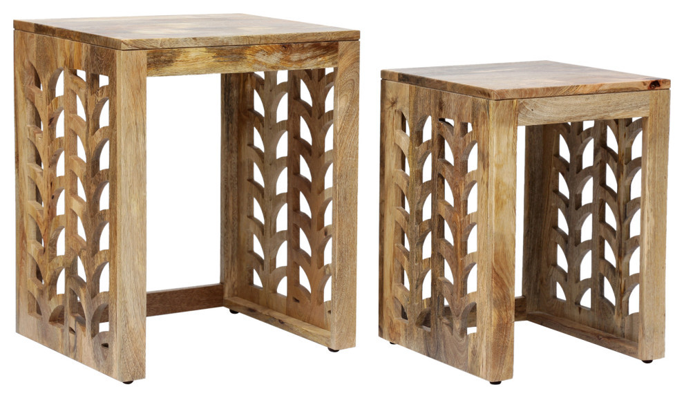 Ferrell Mango Wood Nesting Tables Transitional Side Tables And End