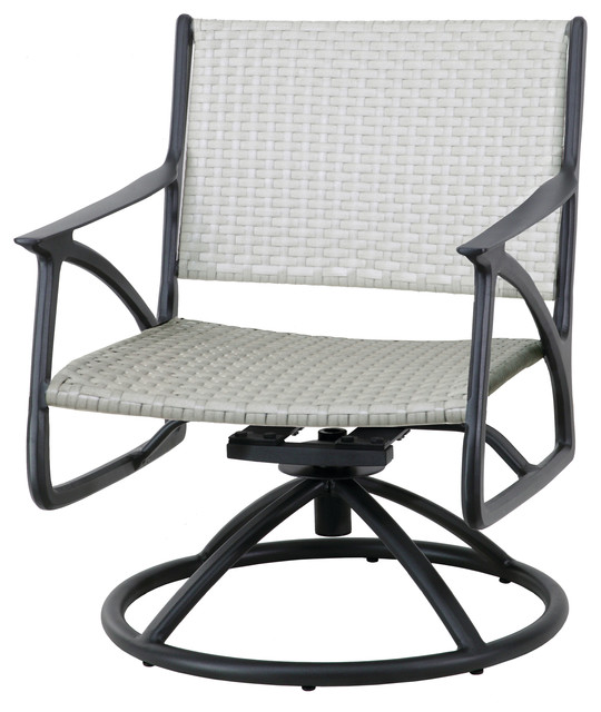 Amari Woven Swivel Rocking Lounge Chairs, Set of 2, Carbon, Mist Woven