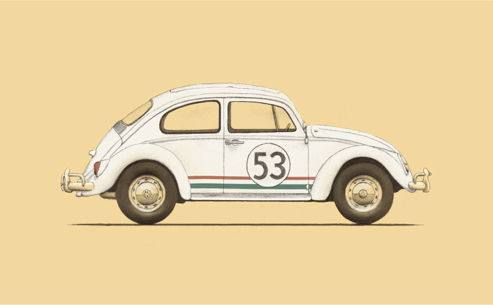 Herbie the Love Bug Wall Sticker Decal by Florent Bodart, Large